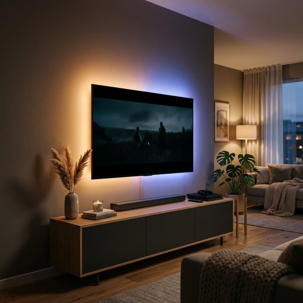 Aqara LED Strip T1 ambient lighting behind a TV